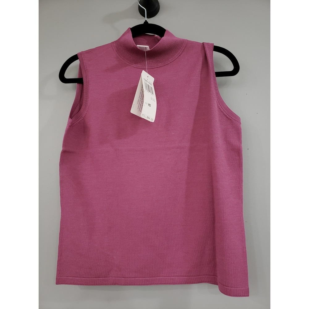 NEW MEDIUM silk nylon blend sleeveless mock neck sweater vest tank top